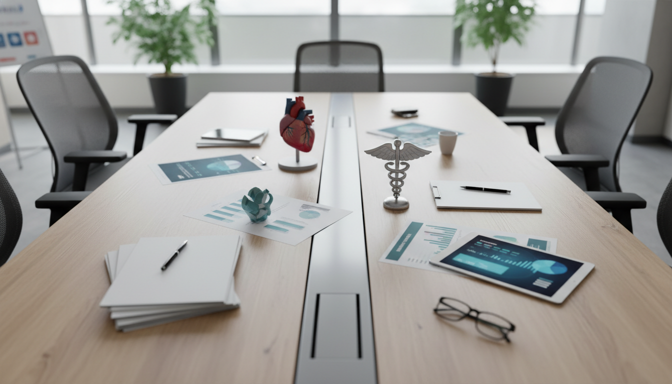 A Importância da Saúde Mental Infantil: O Que Mudou em Nossa Abordagem 5 A group of diverse healthcare professionals in a meeting, discussing strategies, modern office setting, professional attire