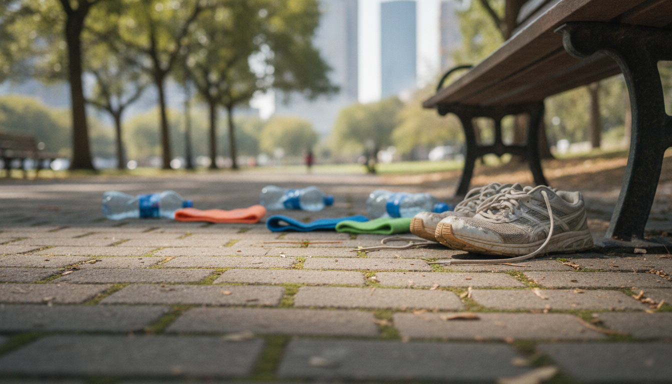 Exercícios Físicos e Saúde Mental: Uma Conexão Essencial 5 A diverse group of people jogging together in an urban park, showcasing the diversity of participants in terms of age and ethnicity