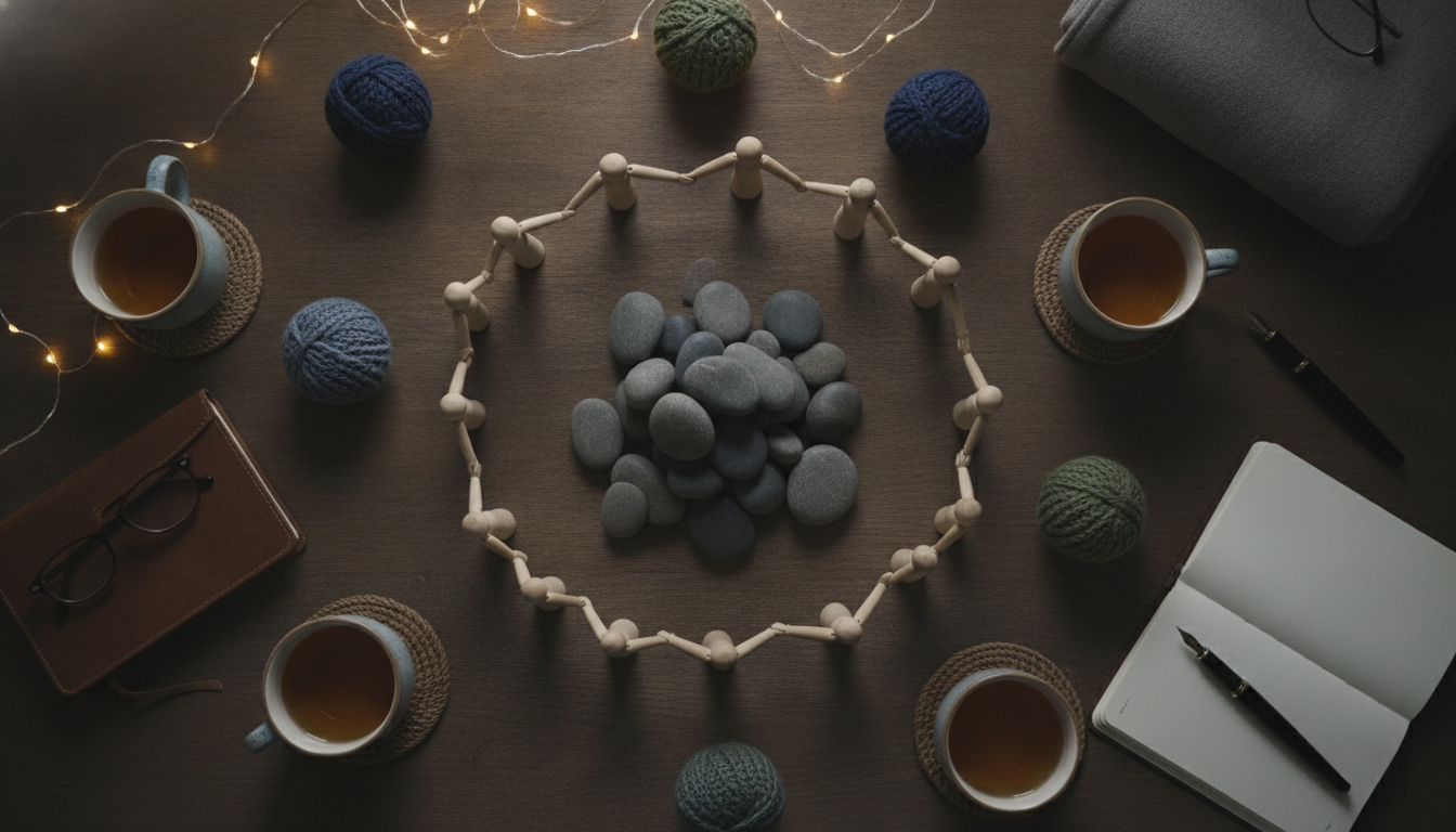 Terapia Cognitivo-Comportamental: Mitos e Verdades que Você Precisa Saber 6 A diverse group of individuals in a therapy session, showing engagement and varied expressions of understanding and relief