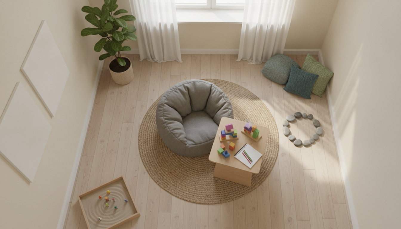 Ansiedade Infantil: Como a Psicoterapia Pode Falhar e o Que Aprender com Isso 2 ansiedade infantil — A child sitting in a therapist's office, looking thoughtful, with soft lighting and a comforting atmosphere